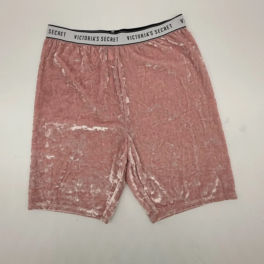 Victorias Secret Top Shorts Womens Pink Crushed Velvet Crop Sleep Set🩷BNWT🩷 - Picture 12 of 16